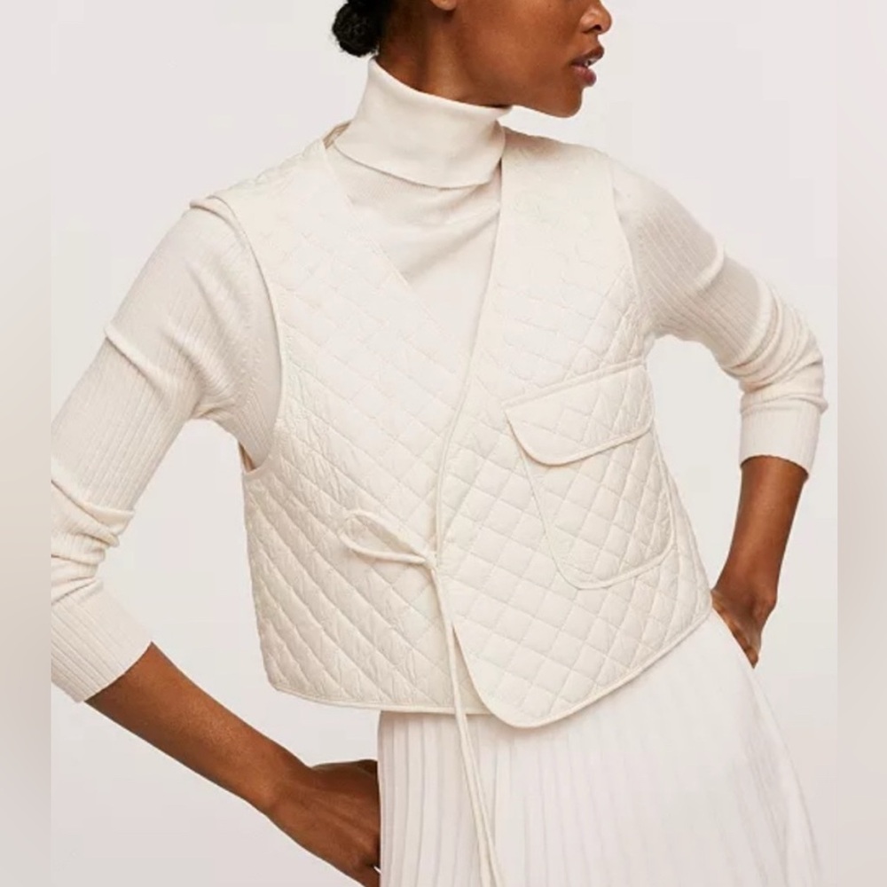 Mango Cream Quilted Vest NWT
